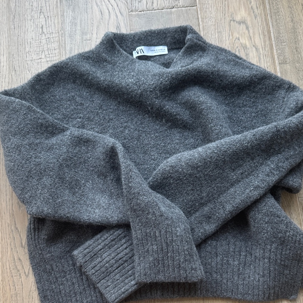 Zara Charcoal V-Neck Sweater